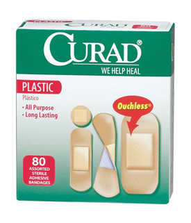 Curad Ouchless Plastic Adhesive Bandages 80 Ct Assorted